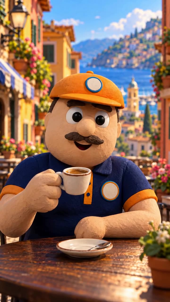 Stile plastilina: la mascotte di Roberto Traslochi al bar